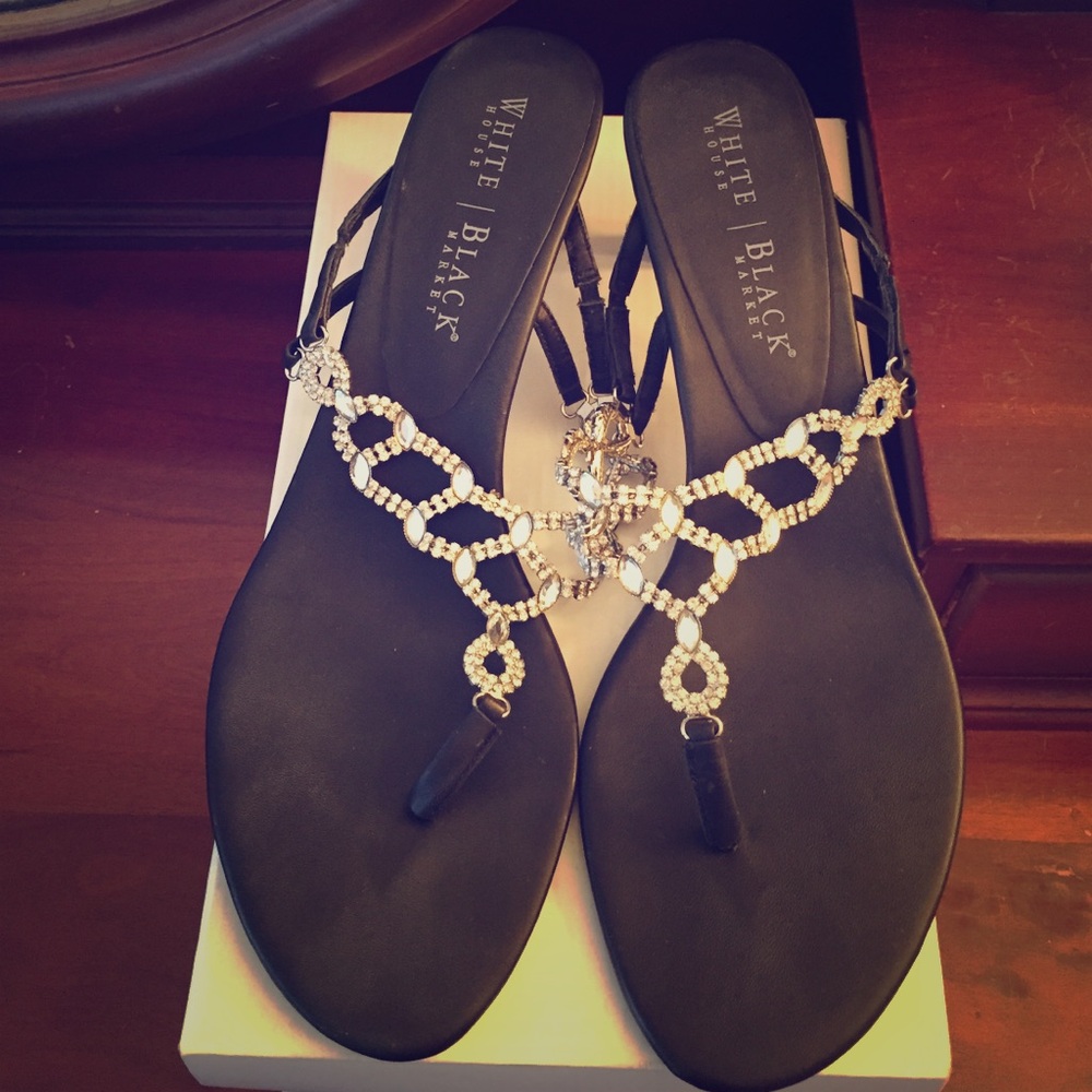 WHBM Rhinestone Like Bling Kitten Heel Sandals 10